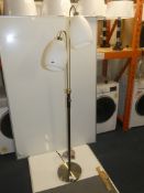 Black And Antique Brass Twin Light Designer Floor Lamp With Opal Glass Shades From A High-End