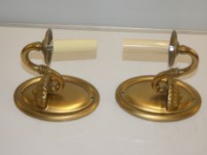 Lot To Contain Two Gold Single Lever Arm Candelabra Wall Lights From A High-End Lighting Company (