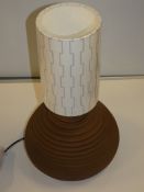 Designer Table Lamp To Include Beehive Base And Grey And White Aztec Print Cylinder Shade From A