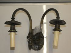 Antique Brass Twin Arm Candelabra Wall Light From A High-End Lighting Company (Chelsom) RRP £81