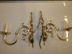 Pair Of Gold Single Lever Candelabra Wall Lights From A High-End Lighting Company (Chelsom) RRP £