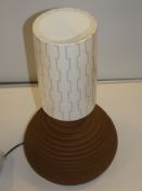 Designer Table Lamp To Include Beehive Base And Grey And White Aztec Print Cylinder Shade From A