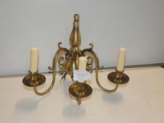Boxed Chelsom Three Arm Vintage Style Brass Candelabra Wall Light Fitting From A High-End Lighting