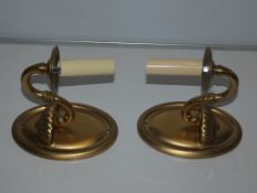 Lot To Contain Two Gold Single Lever Arm Candelabra Wall Lights From A High-End Lighting Company (