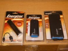 Lot To Contain Five Assorted Energiser Portable Battery Chargers