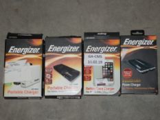 Lot To Contain Four Assorted Energiser Battery Case Chargers And Portable Chargers RRP £25-35 Each