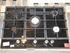 5 Burner Gas on Glass Black Hob