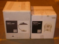 Lot To Contain Box Of Assorted Table Lamps To Include A Finley Table Lamp And Bryoli Table Lamp