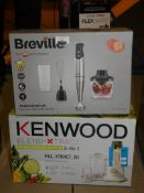 Lot to Contain 2 Boxed Assorted Items To Include a Breville Stainless Steel and Blender and a