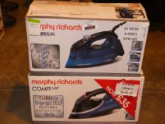 Lot to Contain 2 Boxed Assorted Morphy Richards Comfy Grip and Breeze Steam Irons RRP £35 - £45