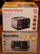 2 Boxed Assorted Morphy Richards and Breville 4 Slice Toasters Combined RRP £30 - £50