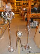 Three Assorted Lighting Items To Include Tripod Studio Lamps, Mia Stainless Steel And Glass Lamps
