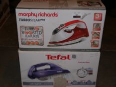 Lot to Contain 2 Boxed Assorted Tefal and Morphy Richards Steam Irons RRP £45 - £50 Each