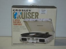 Boxed Crosley Cruiser Three Speed Portable Turntable RRP £80