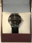 Boxed Accurist Black Leather Strap Gents DDW RRP £60