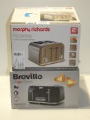 Box of Assorted Kitchen Items to Include Morphy Richards Accents Four Slice Toaster and Breville
