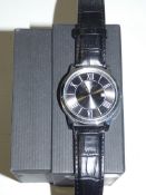 Boxed Infinite Black Leather Strap Gents Designer Wrist Watch RRP £30