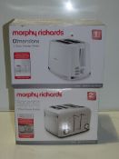Boxed Assorted Morphy Richards Dimensions Two Slice Toaster and a Pyramid Four Slice Toaster RRP £