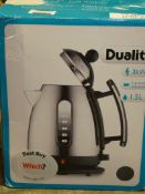 Boxed Dualit stainless steel and Black 1.5L Cordless Jug Kettle RRP £85