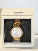 Boxed John Rocha Ladies Rose Gold Strap Diamante Faced Wrist Watch RRP £50