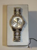 Boxed Red Herring Ladies Silver Bracelet Strap Diamante Faced Designer Wrist Watch RRP £50