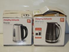 Box Assorted Morphy Richards Equip and Morphy Richards Dimensions 1.5 and 1.7L Cordless Jug Kettle
