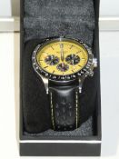Boxed Sekonda Black Leather Strap Yellow Dial Gents Designer Wrist Watch RRP £50