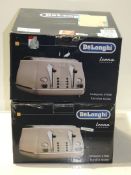 Boxed Delonghi Icona Vintage Cream Four Slice Toasters RRP £80 Each