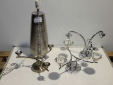 Assorted Unboxed Lighting Items to Include Three Light Flush Stainless Steel and Glass Ceiling