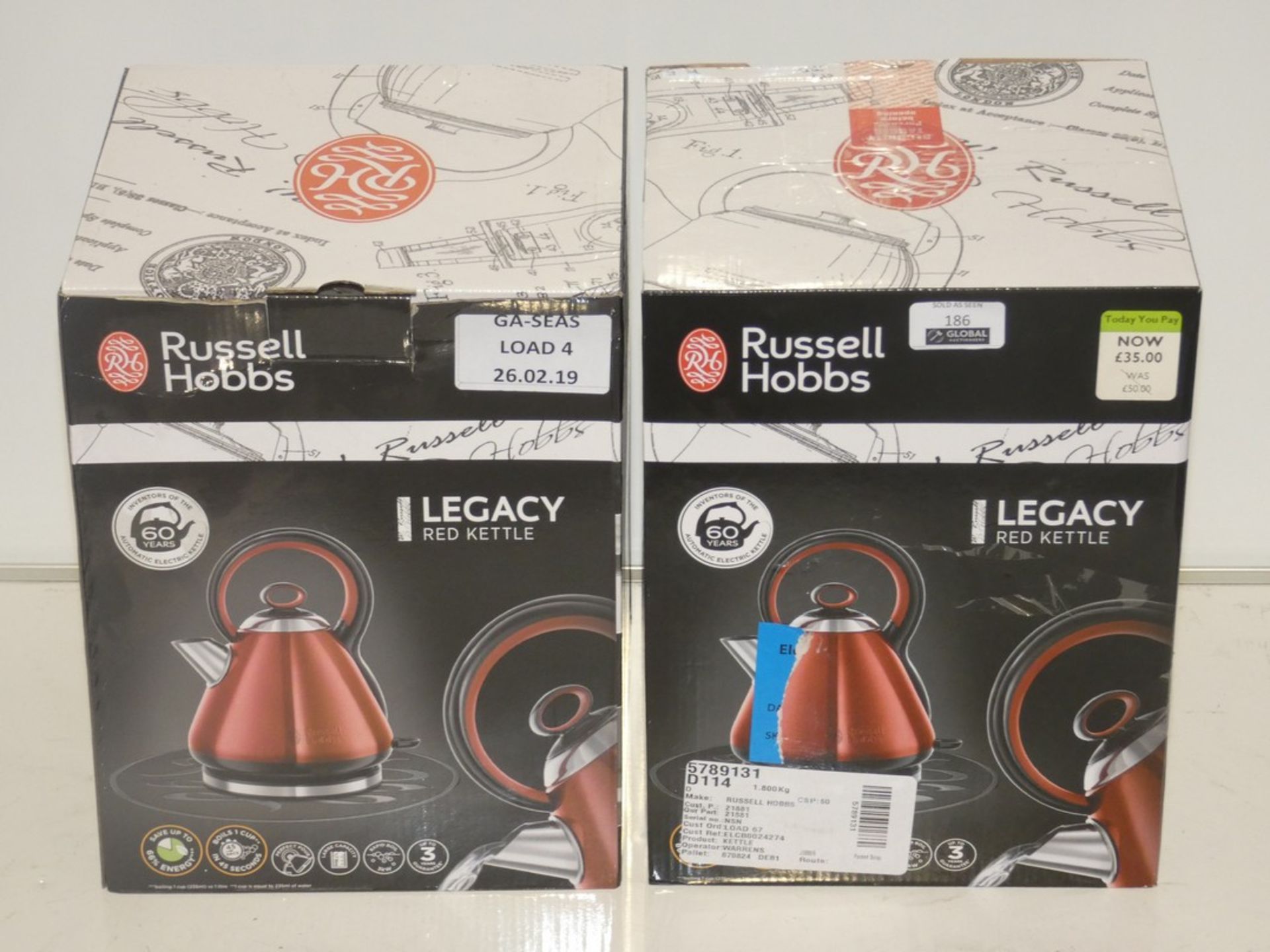 Boxed Russell Hobbs Legacy 1.5L Cordless Jug Kettles RRP £40 Each