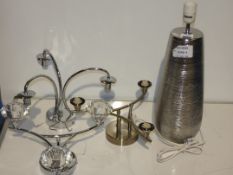 Assorted Lighting Items To Include Stainless Steel and Glass 3 Light Fittings and a Silver