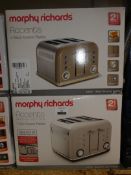 Boxed Morphy Richards Accents 4 Slice Toasters in Pebble Grey and Barley RRP £50 each