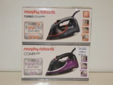 Boxed Morphy Richards Comfortgrip and Morphy Richards Turbo Steam Pro Steam Irons RRP £30-£40 each