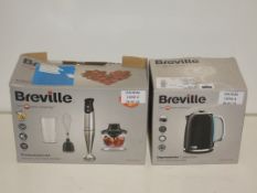 Boxed Assorted Breville Kitchen Items to Include a Breville Gloss Black Cordless Jug Kettle RRP £