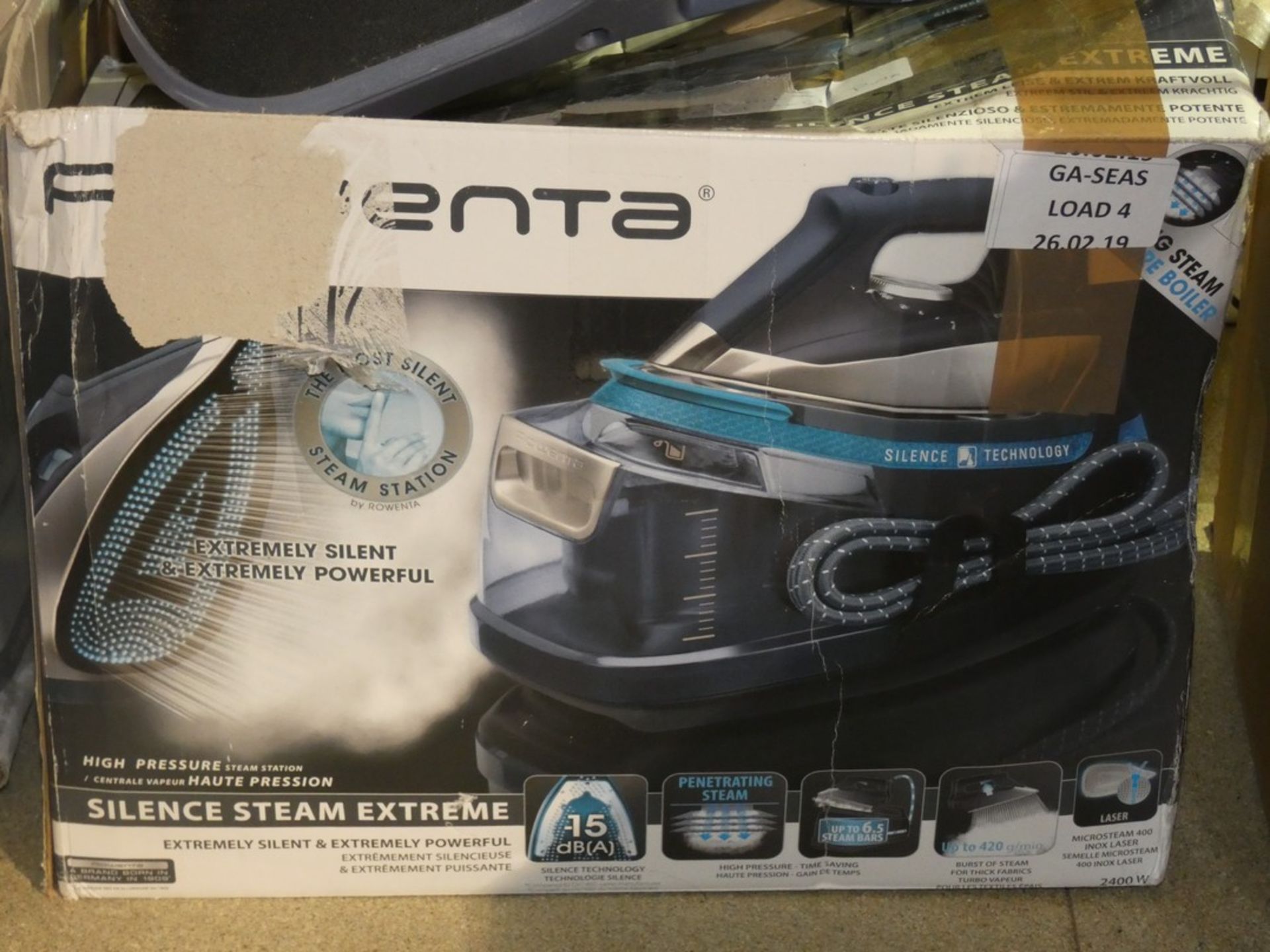Assorted Boxed and Unboxed Items to Include a Rowenta Silence Steam Generating Iron and a Rowenta