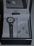 Ladies 3 Piece Watch, Necklace and Earring Gift Pack RRP £100