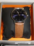 Boxed Red Herring Brown Strap Navy Blue Face Gents Wrist Watch