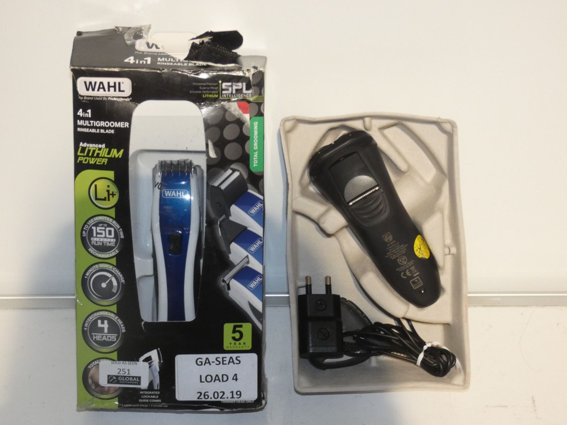 Boxed Assorted Hair Removal Systems To Include a Wahl 4 in 1 Multi Groomer and a Philips Triple Head