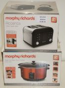 Boxed Assorted Kitchen Items to include Morphy Richards 6.5L Red Sear and Stew Slow Cooker and a