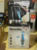 Boxed Assorted Items To Include a Breville Drinks Maker and a Ebony Matt Black Cordless Jug Kettle