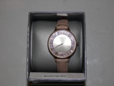 Boxed Red Herring Pink Leather Strap Ladies Diamante Faced Wrist Watch RRP £30