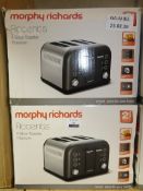 Boxed Morphy Richards Accents 4 Slice Toasters in Titanium RRP £50 each