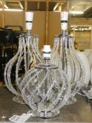 Lot to Contain 3 Stainless Steel and Glass Twist Ball Lamps