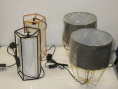 Lot to Contain 4 Assorted Black Gold and Rose Gold Designer Table Lamps
