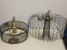 Lot to Contain 2 Assorted Black Metal RutLand Lighting Ceiling Light Pendants in Black