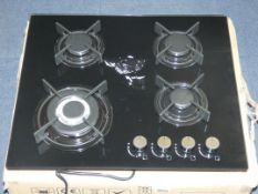 Boxed Black Glass on Gas UBGM607 4 Burner Gas Hob