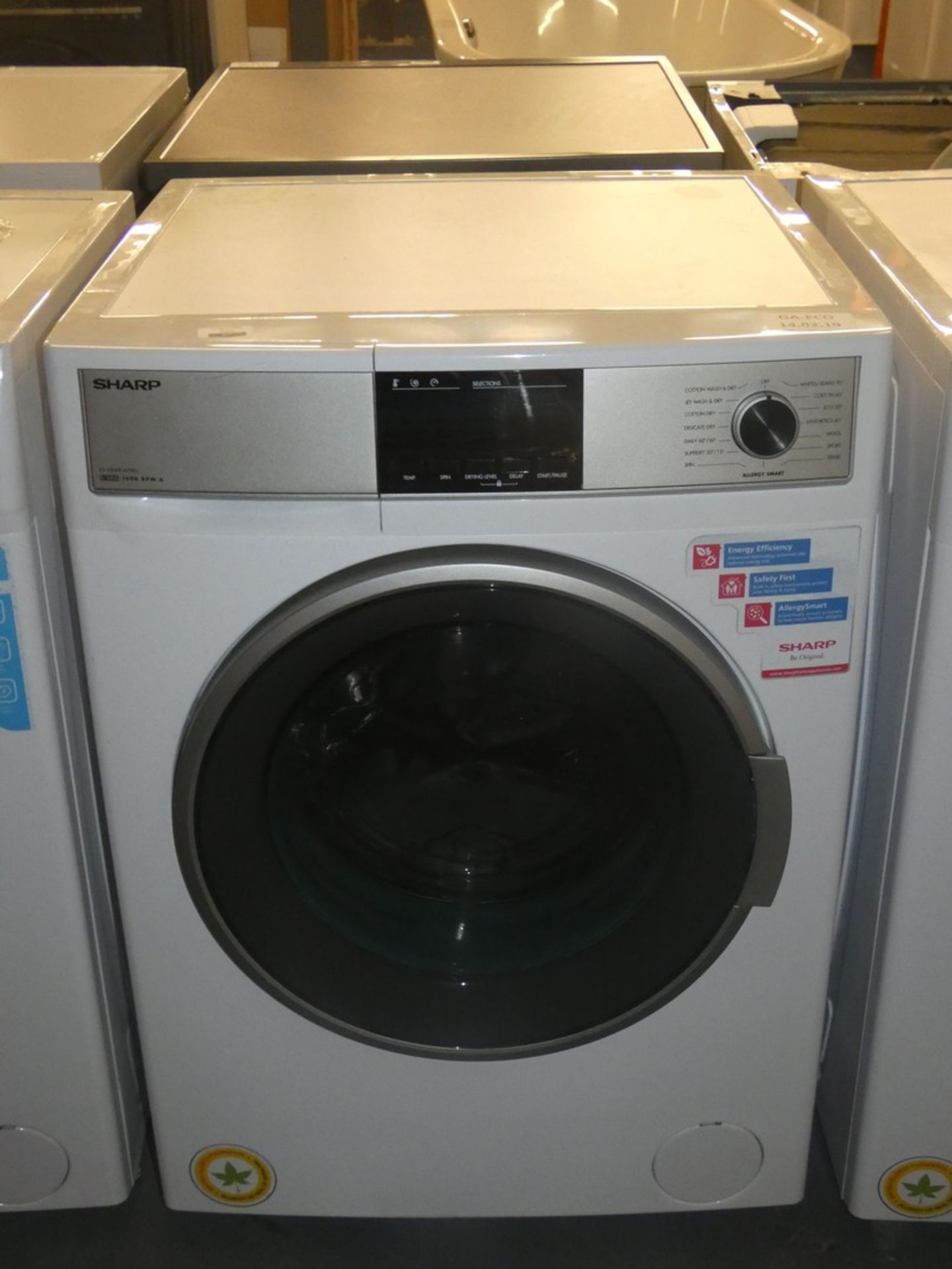 Sharp ES-HDBB147WO 8+6KG 1400 RPM A Rated Digital Display Under the Counter Washer Dryer in