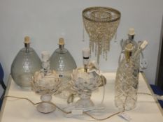 Lot to Contain 6 Assorted Lighting Items To Include Glass Designer Bases, Acorn Lamp Bases and