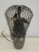 Ceramic Base Rutland Lighting Gun Metal Vague Detail Table Lamp with Bird Cage Shade