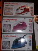 Lot to Contain 3 Assorted Morphy Richards Steam Irons Combined RRP £130